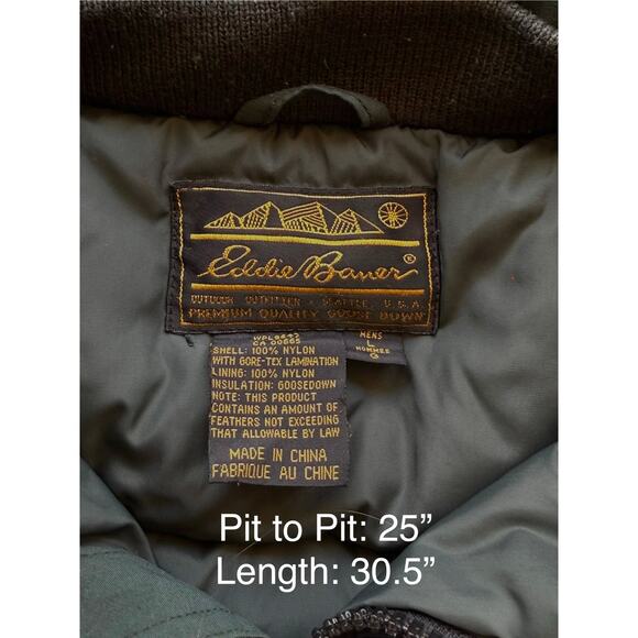 VTG 80s/90s Eddie Bauer Goose Down Ridgeline Gore-Tex Winter Hooded Jacket Large - Picture 3 of 10